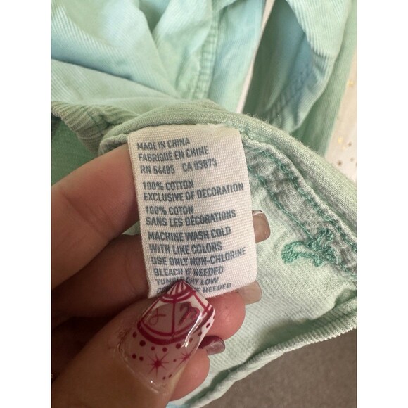 American Eagle Women's Mint Corduroy Snap Button Down Trucker Shacket Jacket M - Picture 7 of 7